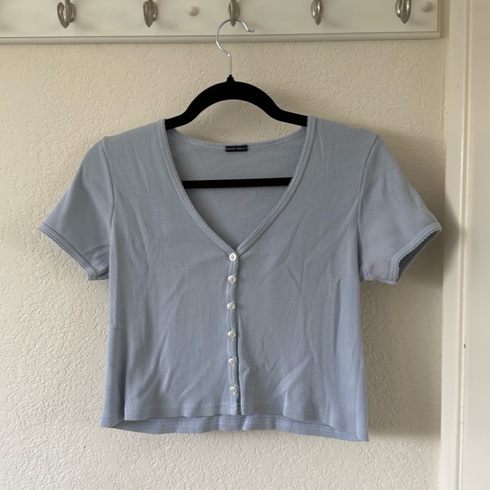 Brandy Melville Light Blue Button Short Sleeve (OS)